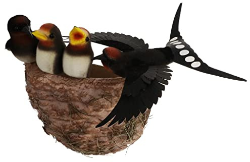 Fiocias Oiseau Artificiel Paille Mousse Plume Compressée Décoration Animalière Détail Réaliste Adapté pour Jardin Maison Fête Vitrine, B: Famille d'oiseaux