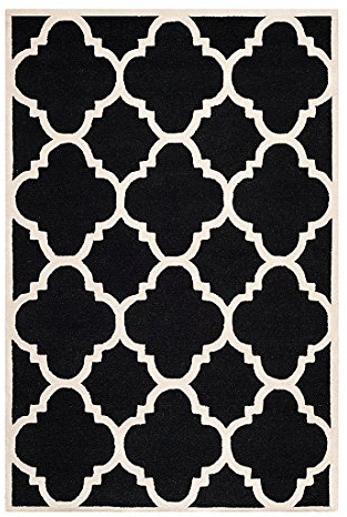 SAFAVIEH Cambridge Collection Accent Rug - 4' x 6', Black & Ivory, Handmade Moroccan Trellis Wool, Ideal for High Traffic Areas in Entryway, Living Room, Bedroom (CAM136E)