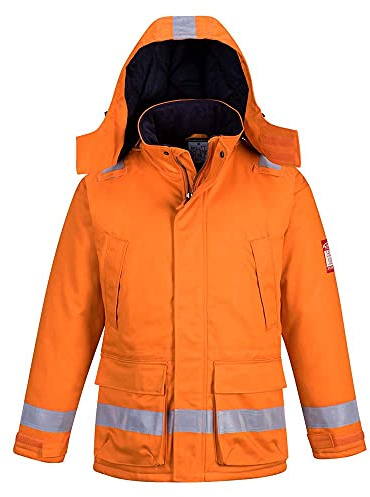 Portwest FR59 Bizflame Work FR Insulated Jacket Flame Resistant Long Sleeve | Orange, 2X Large, EN 61482-1-2 Class 2, EN ISO 11612, EN 1149-5, Internal Chest Pocket, Lower Front Pockets, Stud Closure