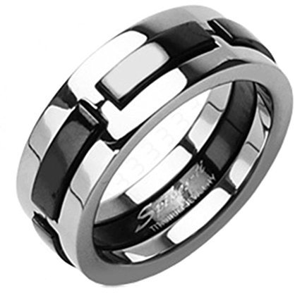 Tapsi´s Coolbodyart® Partner Band Ring Titan 8mm Breit Schwarz Silber 69(22)
