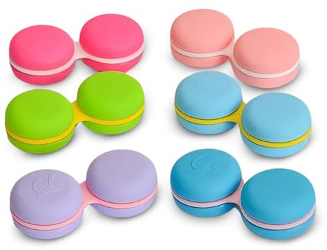 SPORTS WORLD VISION 3PC hellblauer Macaron-Kontaktlinsenbehälter | Kompakter, tragbarer & auslaufsicherer Kontaktlinsenhalter | Robuste, reisefreundliche Kontaktlinsenlösungsbox mit Gleiches Farbset