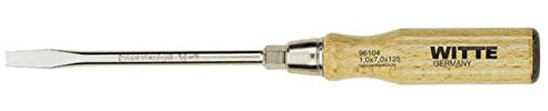 WITTE 96104 - Destornillador de punta plana con mango de madera (7x125)