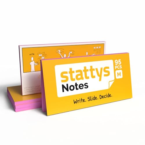 Stattys Notes selbstklebende Haftnotizen Moderationskarten, 5 Blöcke je 20 x 10 cm, Pink