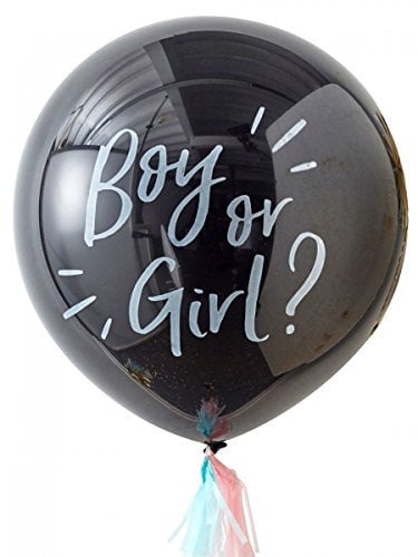 Ginger Ray XXL Luftballon Boy or Girl ? inkl. Konfetti Babyparty rosa hellblau, Schwarz