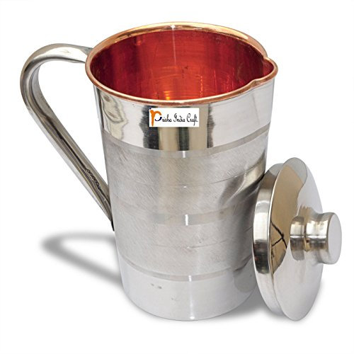 Prisha India Craft Krug, Stahl, Kupfer, Luxus-Design, Fassungsvermögen 1600 ml