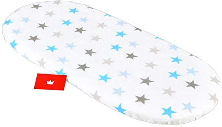 BABYLUX Spannbettlaken für Kinderwagen Stubenwagen Baby Spannbetttuch Wiege Stuben Bettlaken (94. Sterne Blau)