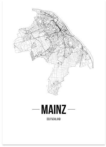 JUNIWORDS Stadtposter, Mainz, Wähle eine Größe, 21 x 30 cm, Poster, Schrift B, Weiß