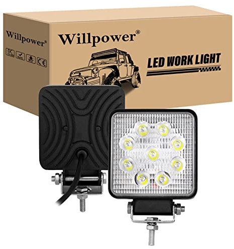 Willpower LED Scheinwerfer Offroad 2pc 10cm 4‘’ 27W LED Arbeitsscheinwerfer 12V Spotlight IP67 Wasserdicht Zusatzscheinwerfer 6000K für Traktor Truck Auto SUV ATV Reflektor Rückfahrscheinwerfer Platz