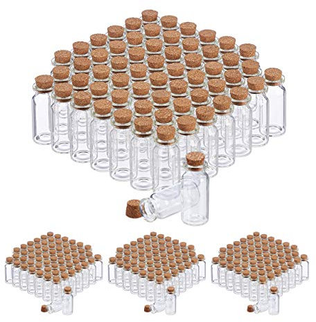 Relaxdays 240 x Glasfläschchen mit Korken, Mini Fläschchen für Öl, Gewürze, Kräuter, Sand, 10 ml, Deko Fäschchen, transparent
