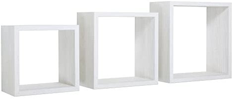 MODULARREDO | INCUBO Set di 3 Mensole da Muro, Cubi Arredo, Mensole Cubo, Cubi da Parete, 35x35, 30x30 e 25x25 p15.5 cm, Rovere Sbiancato - Made in Italy