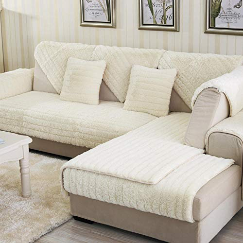 Sofaschoner,schonbezüge Sessel,sofaläufer,schonbezüge Couch,2/3/4-Sitzer Thermo-Couch Sofabezüge,Dicke Plüsch Sofa Schonbezug,Küche/Schlafzimmer/Patio Sofa Schild,Sofa Saver Protec-Beige_110 * 18