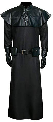NUWIND Plague Doktor Pest Arzt Kostüm Mittelalter Steampunk Schwarz Kapuze Halloween Cosplay Rollenspiel Outift für Erwachsene (L)