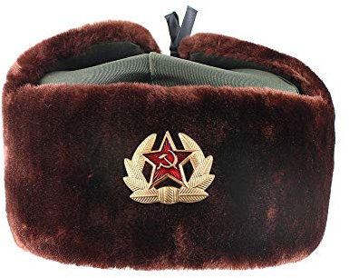 BZNOO Russen Mütze Herren Russische Militärhüte Pilotenmütze Mit Ohrenklappen Polizeimütze Wintermänner Schneekappe Mit Ohrenschützern Ski Warme Dicke Hüte Für Männer-B
