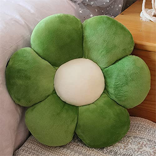 Morbuy Plüsch Kissen Blumenform Sitzkissen Stuhlkissen, Kopfkissen Sitzpolster Sofakissen Stuhl Kissen, Weiche Flauschige Verdickte Bodenkissen Kinderzimmer Dekor (65x65cm,Kristallsamt Dunkelgrün)