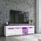 High Gloss White TV Stand Unit Cabinet with LED Lights 180CM, Modern Living Room Furniture with 3 Doors & 7 Open Shelves, Stylish Storage Solution for TVs up to 70 Inch