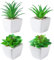 Artificial Plants Indoors In Pots, Fake Plants Outdoor, Mini White Ceramic Potted, Green Succulents Decor for Bedroom Aesthetic, Faux Desk Plant for Bathroom, Living Room, Office Decoration, Set of 4