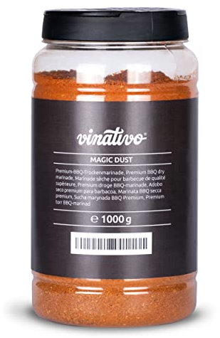 vinativo Magic Dust BBQ-Rub – 1kg – Marinade für Fleisch – zum Grillen – Magic Dust 1000g – BBQ Gewürz – Rub für Spareribs