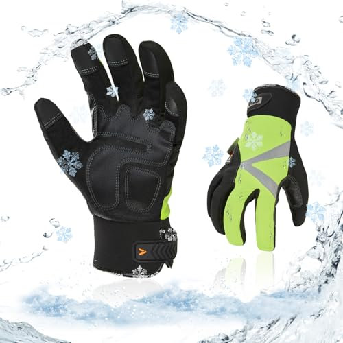 Vgo... 1 Paar Winter Mechaniker Handschuhe, Sicherheit- Arbeitshandschuhe für Kühllager oder Gefrierschrank, wasserdicht, Touchscreen, w/3M Thinsulate Futter, -20℃/-4°F(SL8777FW)