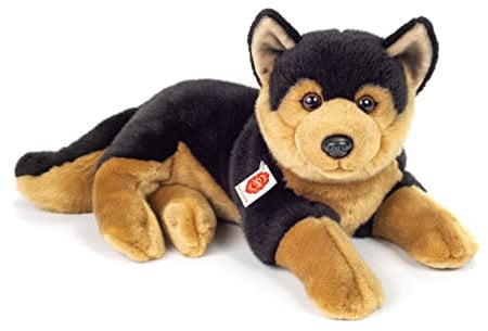 Teddy Hermann 91964 Schäferhund liegend 45 cm, Kuscheltier, Plüschtier mit recycelter Füllung