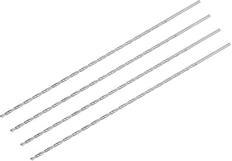 sourcing map HSS(Haute Vitesse Acier) Extra Long Forets Hélicoïdaux 2mm Perceuse Diamètre 200mm Longueur 4Pcs