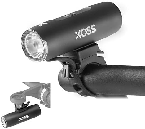 XOSS XL-400 Front Bike Light High Bright Cycle Light Rechargeable Waterproof Headlight with 5 Modes Mountain Road Bike Accessories, can Combine with Bike Computer(XL-400)