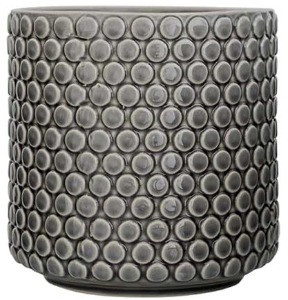Nordring Retro Übertopf Vintage Pflanztopf für Zimmerplanzen Blumentopf Dotty L (15,5 cm ø), grau, Keramik