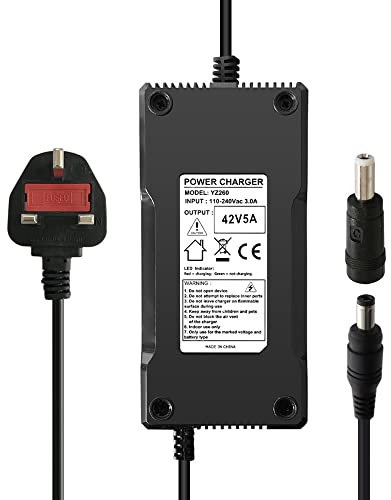 aunstarwei 42V 5A Battery Charger for 36V Lithium Li-ion Battery Pack with DC 5.5 x 2.5mm/5.5 x 2.1mm Plug