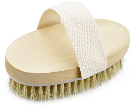 Brosse pour le Corps à Brossage à Sec, Brosse Exfoliante pour Peau Sèche en Poils Naturels pour une Peau Impeccable, Un drainage Lymphatique et Une Amélioration de La Circulation Sanguine