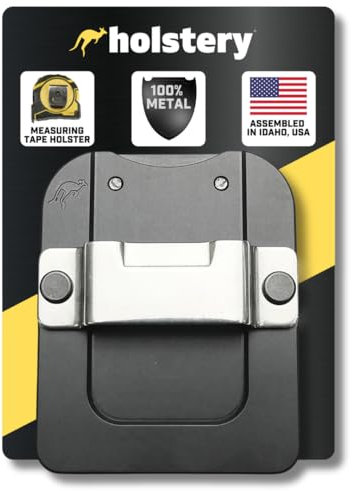 TapeMaster PRO | Clip-On Tape Measure Holder - Low-Profile Measuring Tape Holster for Your Belt, Tool Bags, Pockets, or Pants, All Metal