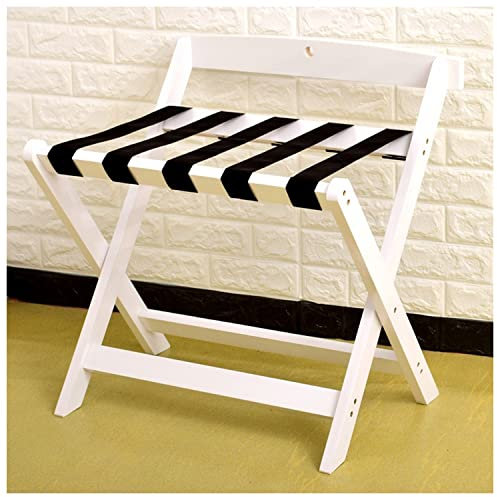 Porte-Bagages d'hôtel, Porte-Valise Pliable, Porte-Valise en Bois Massif avec Protection Murale, adapté à la Maison/Chambre/hôtel White