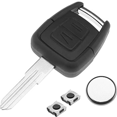 OTOTEC 2 Tasten Fernbedienung Schlüsselanhänger Gehäuse mit HU46 Schlüsselrohling SWC1 Touch Switches CR2032 Knopfzelle Kompatibel mit Opel Astra Vectra Zafira