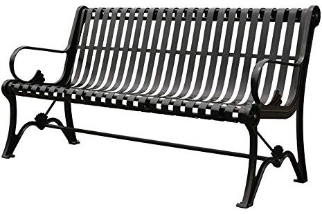 Gartenbank für den Außenbereich, Terrasse, Garten, Veranda, Innenhof, Metallguss, Aluminium, Parkbank mit Rückenlehne und Handlaufen, für Hinterhof- und Rasenauflage, für 2 Stück (schwarz, 120 cm)