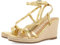 SANDALES DORÉES EN CUIR AVEC DES BRIDES ET UNE SEMELLE COMPENSÉE EN JUTE POUR FEMME ORIKUM
