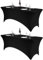 2-Pack 1,8 m Schwarze Spandex montierte Tischdecke, Stretch rechteckige Tischdecke für 6-Fuß-Tische, Waschbare eng anliegende Spandex Tischdecke für Hochzeitsfeier Messe Bankette Events