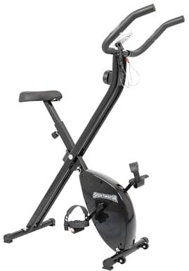 SPORTINATOR® X-Bike faltbarer Heimtrainer mit Computerfunktionen: Geschwindigkeit-, Zeit-, Distanz-, Kalorien- und Pulsmessung, breiter, gepolsterter Sattel (schwarz)