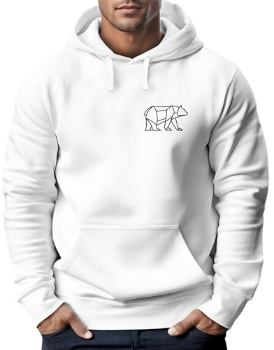 Neverless® Hoodie Herren Print Polygon Bär Natur Outdoor Kapuzenpullover Fashion Streetstyle