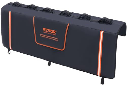 VEVOR Coussin de Protection de Hayon 157x93 cm Coussin de Hayon Porte-Vélos en PVC et Éponge Housse de Protection pour Hayon de Pick-up 6 Sangles de Fixation Poche à Outils Transport 6 Vélos Kayak VTT