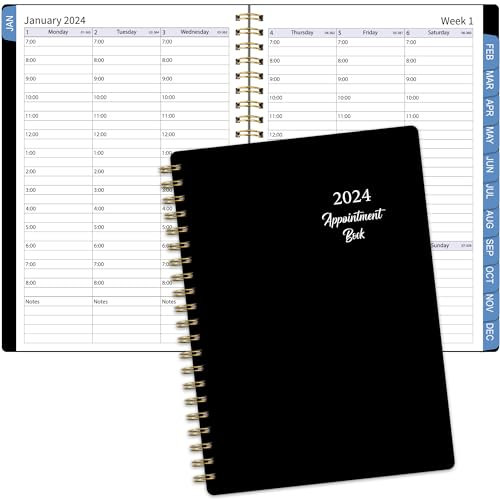 2024 Diary A5 Week to View - Diary 2024 Weekly & Monthly Appointment Planner,Jan-Dec,Monthly Tabs,30 Minute Intervals.Boost Productivity and Stay Organized
