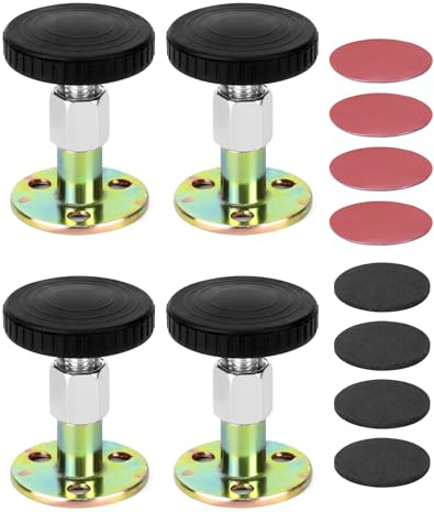 QWORK® 4 Stück Verstellbares Anti-Shake Bettstopper Set, Abstandhalter Wand, Kopfteilstabilisator mit stoßdämpfenden Kissen für Betten, Kleiderschränke, Schreibtische, Sofas (47–64 mm)