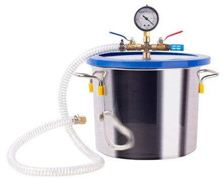 REBOTZ Vakuum-Entgasungskammer, 1,5/2/3 Gallonen Vakuumkammer, Vakuum-Entgasungskammer, Glasdeckel, Edelstahl-Entgasungskammer, Silikone zur Gasextraktion und zum Schutz von Lebensmitteln (Size : 6L