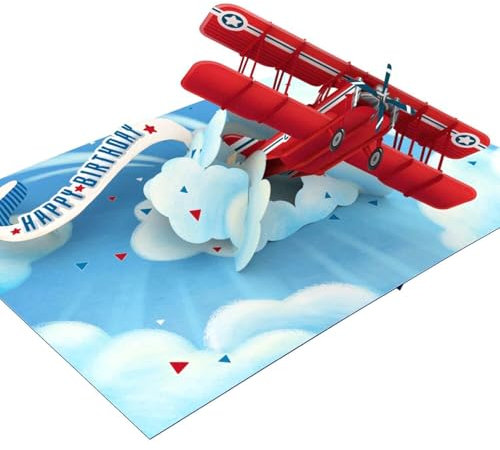 papercrush® Pop-Up Karte Happy Birthday Flugzeug - Lustige 3D Geburtstagskarte für Jungen und Männer, Besondere Glückwunschkarte oder Mitbringsel für Kindergeburtstag