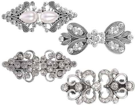 4 Stück Pullover Schal Clips Strass Vintage Cardigan Clip für Kleidung Umhang Knopf Hemd Strickjacke Schal Gürtelclip Schalkragen Knopf Hemd Vintage Waist Clip