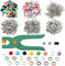 RAFIYU Druckknöpfe Set mit Zange, 400 Sets Druckknöpfe für Kleidung, 9.5 MM Metall Druckknöpfe Ohne Nähen, DIY Feste Knöpfe Werkzeug, Hohle Buttons Nähzubehör