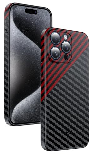 Phoneaura Handyhülle iPhone 14 Pro Max, Carbon Optik kompatibel mit MagSafe, Schlankes Design, Inklusive 2 Schutzgläsern