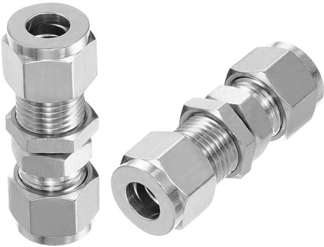 PATIKIL Raccord de Tube de Compression à Double Bague en Acier Inoxydable 304 3/8Idx3/4Od, 2 Pièces Connecteur Droit d'Union de Tuyau pour l'Irrigation Du Jardin d'Eau, Argent