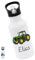 Bärenfreunde® - Personalisierte Trinkflasche Kinder Edelstahl [ 500ml ] - Robuste Trinkflasche mit Namen - Wasserflasche mit Trinkhalm - Personalisierte Geschenke für Kinder (Traktor grün)