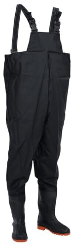 vidaXL Wader da Pesca con Pettorina e Stivali Nero Taglia 44, Wader con Stivali, Stivali Alti Fino al Petto, Stivali per la Pesca, Pantaloni da Pesca