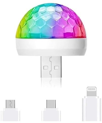 USB Disco Light: Mini Disco Lights, Sound-Activated Disco Ball, Strobe Effect – USB/Phone-Compatible, Ideal for Home Disco, Kids’ Birthdays, Christmas [Energy Class A+++]