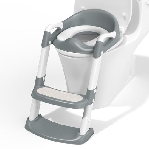 COOSEYA Adaptador Wc Niños, Infantil Asiento Inodoro, Reductor Wc Niños Plegable Antideslizante Cojín Suave A Prueba de Salpicaduras (Gris)