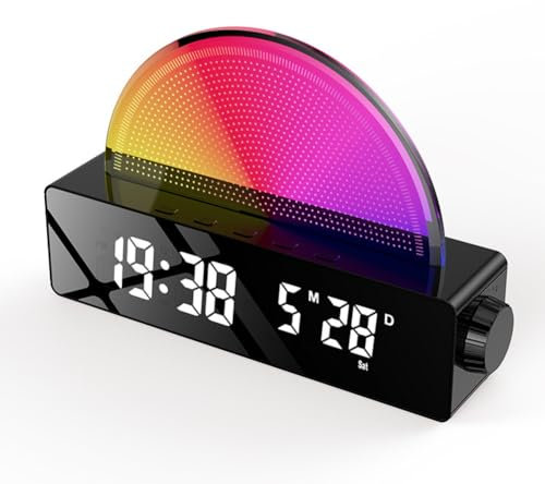 lvifloae Bunte Sonnenaufgang Wecker Morgen Wake Up Hatch Wecker Sonnenaufgang Lampe Sonnenaufgang Simulator Nachtlicht Led-anzeige USB Power Schlafzimmer Dekor Geschenke (Negro)